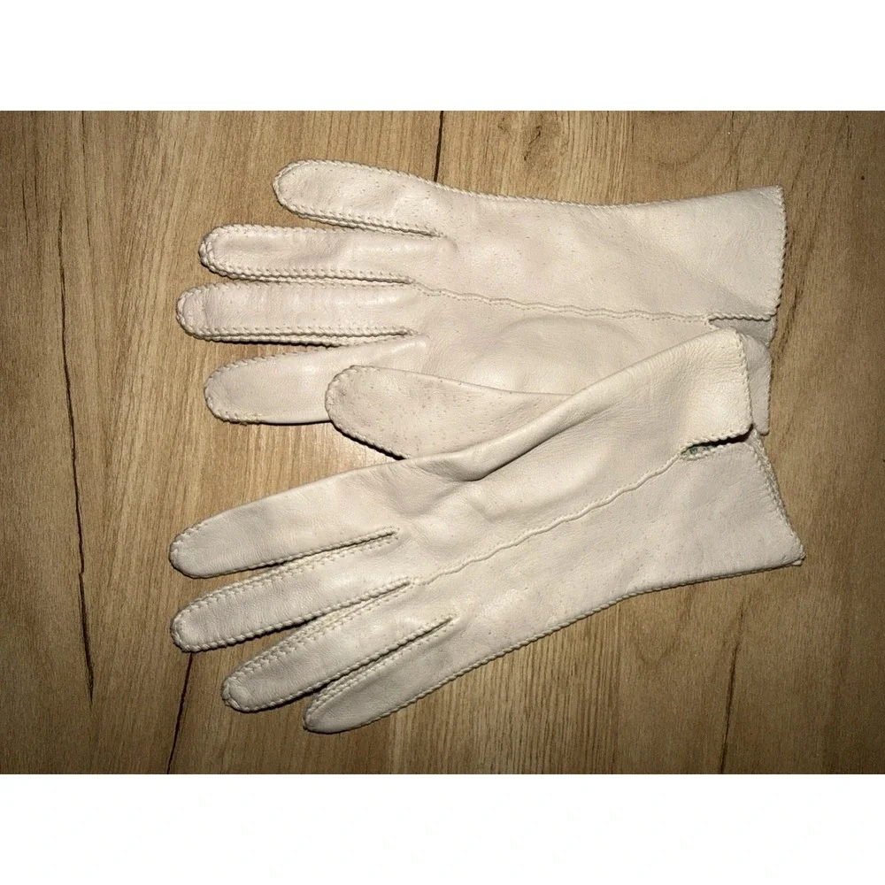 Vintage‎ Womens Deerskin Leather Gloves Fawn Color Size 7.5 J